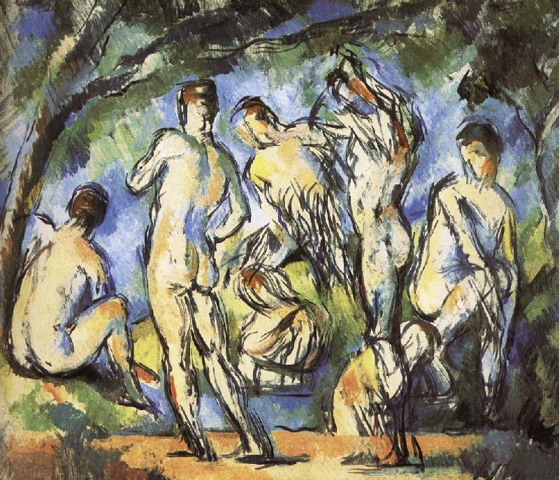 Paul Cezanne were seven men and Bath Germany oil painting art